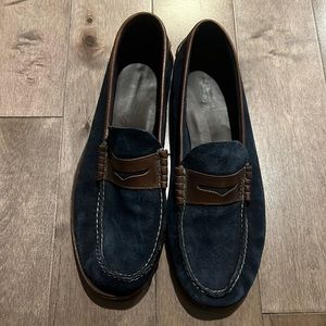 Florsheim Shoes Suede Loafers - blue/tan leather - 11